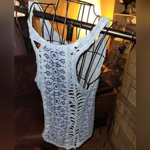 Blue Lace Sleeveless Top